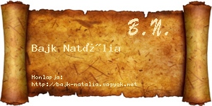 Bajk Natália névjegykártya
